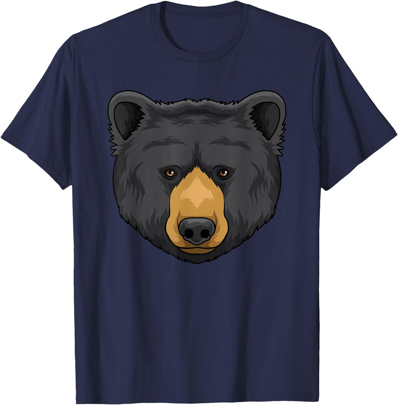 Wowsome! Black Bear Animal Head - Cute Black Bear Lover Women Men T-Shirt - Navy Blue
