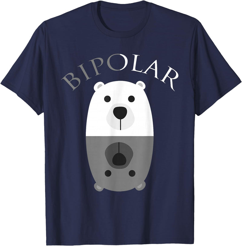 Cool I Love Polar Bears With Bipolar T-shirts Bipolar Shirt | Cute Mental Disorder Polar Bear Tee Gift T-Shirt - Navy Blue