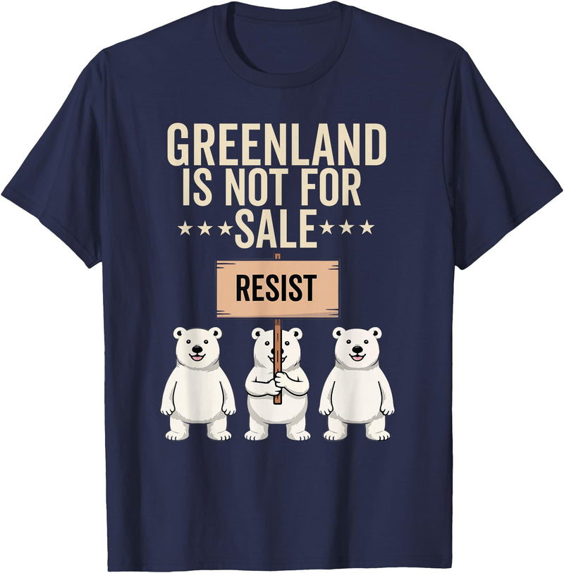 Greenland is not for sale Merch Greenland is not for Sale Polar Bear Greenland Support Prote T-Shirt - Navy Blue