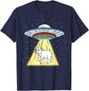 UFO Abduction Cute Polar Bear T-Shirt - Navy Blue
