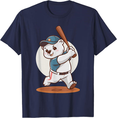 Cute Polar Bear Playing Baseball Design Adorable Baseball T-Shirt