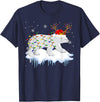 Cute Christmas Lights Santa Reindeer Polar Bear Santa Reindeer Polar Bear Christmas Light Santa Polar Bear T-Shirt - Navy Blue