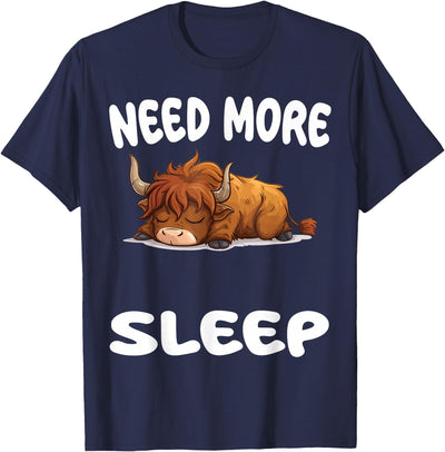 Cute Scottish Highland Cow Need More Sleep Pajamas Nightgown T-Shirt