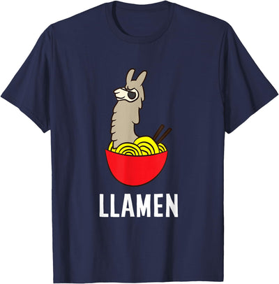 Funny Llama And Alpaca Gifts Funny Llama LLamen Noodles Chinese Food Llama T-Shirt