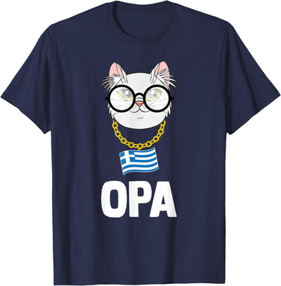 Greek Cat Souvenir Greece Flag Gift - Greek Cat Opa T-Shirt