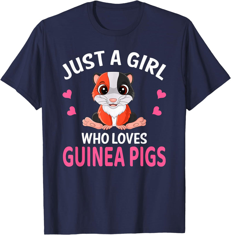 Sweet Guinea Pig I Women Guinea Pig Just A Girl Who Loves Guinea Pigs I Girl Guinea Pig T-Shirt - Navy Blue