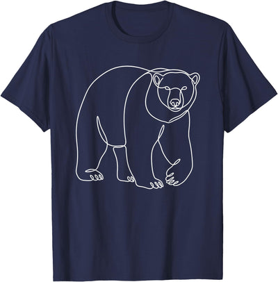 Minimalist Polar Bear Single Line Art Drawing T-Shirt