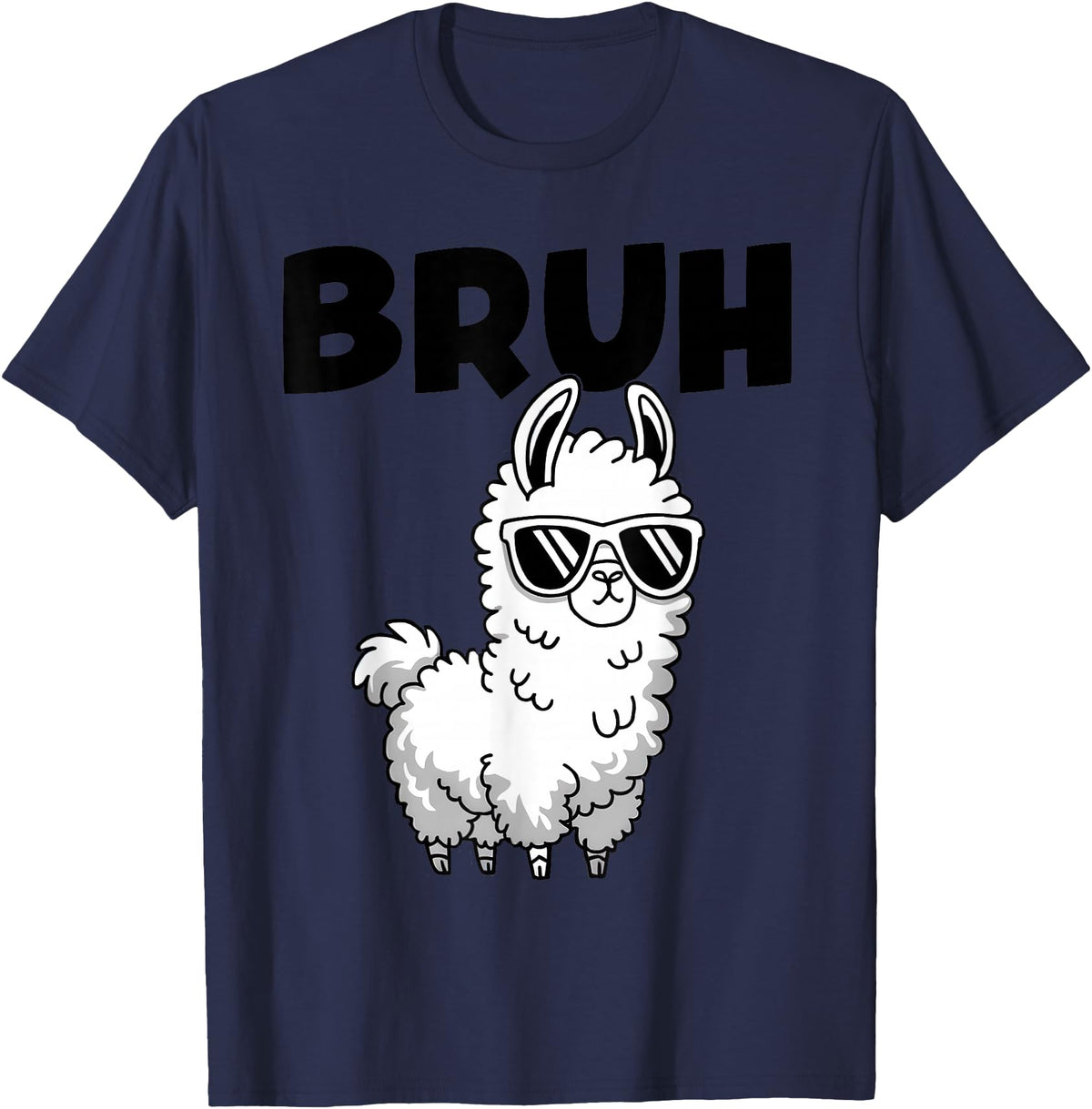 Bruh Llama Sunglasses by LazyPanda Bruh Llama Funny Alpaca Llama Boys Kids Girls Trendy Graphic T-Shirt - Navy Blue
