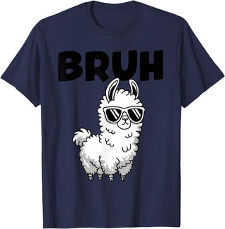 Bruh Llama Sunglasses by LazyPanda Bruh Llama Funny Alpaca Llama Boys Kids Girls Trendy Graphic T-Shirt - Navy Blue