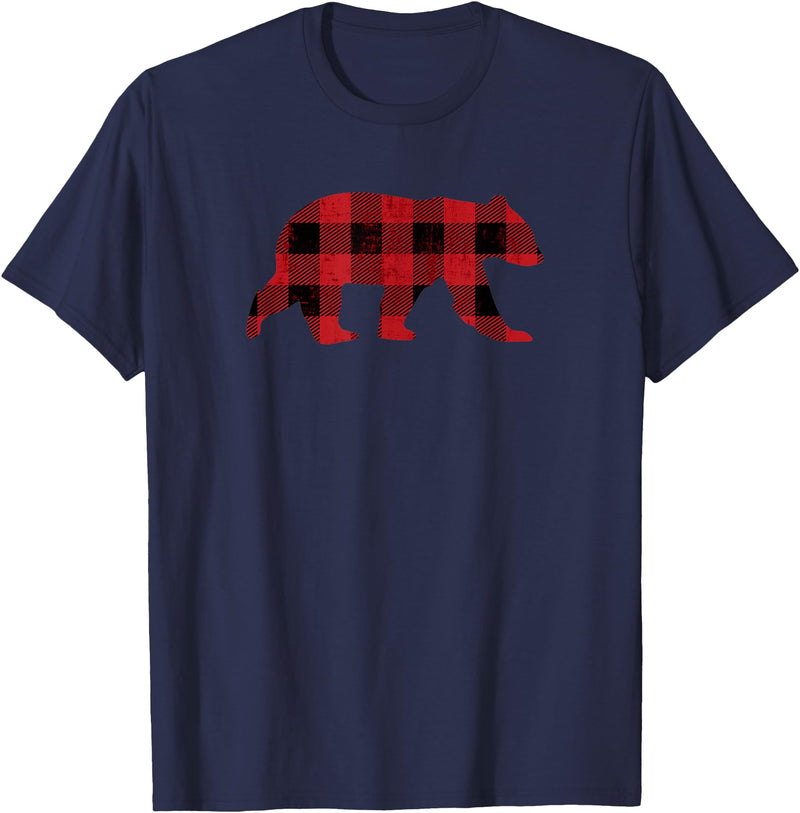The Bearly Red Buffalo Check Vintage Bear for Gay Bear Pride T-Shirt - Navy Blue