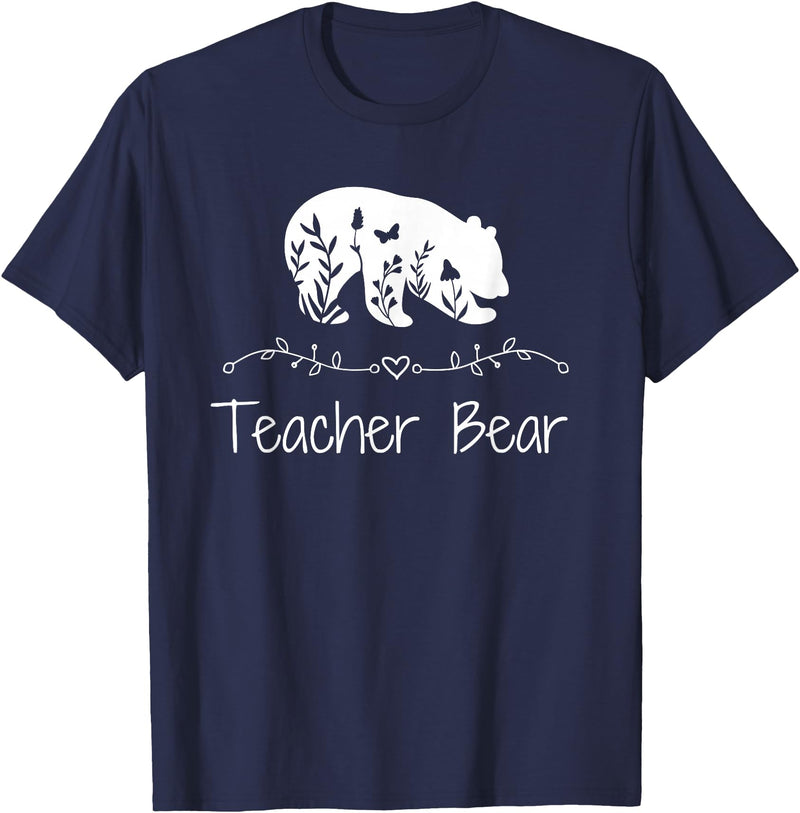 Teacher Bear Funny Teachers back to school Gifts Teacher Bear For Educators - Teacher Appreciation T-Shirt - Navy Blue