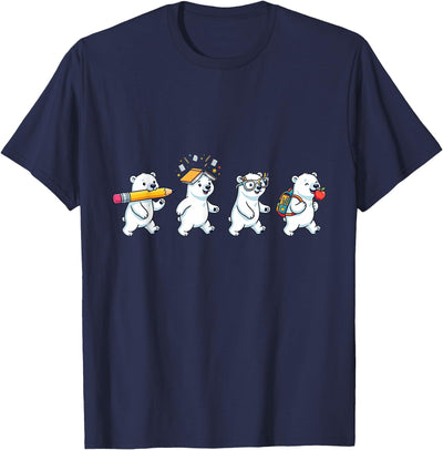 Funny Polar Bear Back to School Teacher Student T-Shirt