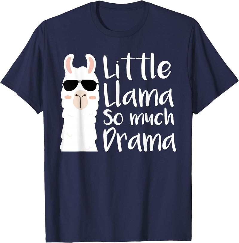 Mommy & Me Llama Co. Little Llama So much Drama Cool Kids Matching Family T-Shirt - Navy Blue