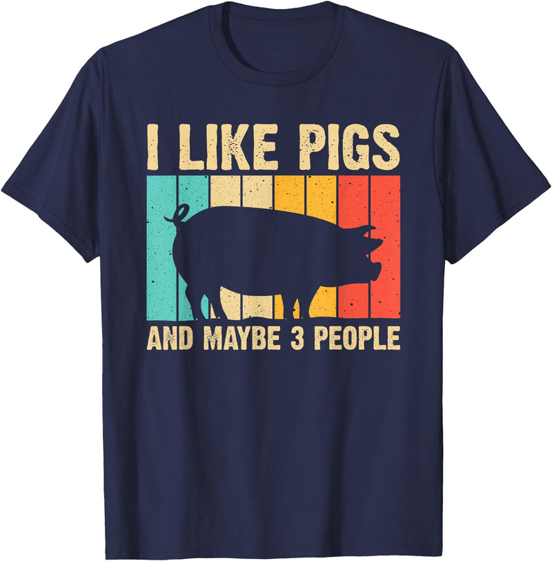 Cool Pig Gifts Farmer Pigs Accessories & Stuff Funny Pig for Men Women Farm Animal Swine Vintage Pig Lovers T-Shirt - Navy Blue