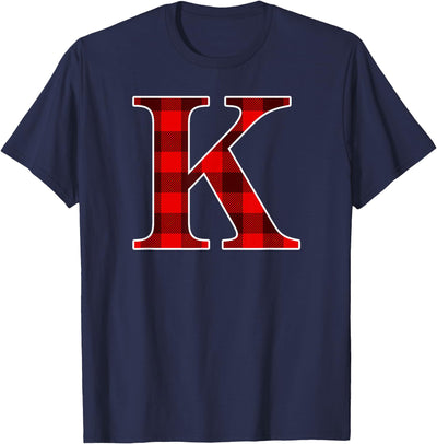 Cow Buffalo Plaid Forever Monogram Letter Matching Holiday T-Shirt