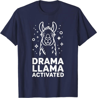 Funny Llama Humor Quirky Quotes Lovers Drama Llama Activated Funny Quote Humor T-Shirt - Navy Blue