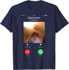 dank Meme Hamster Staring Front Camera Hamster Calling T-Shirt - Navy Blue