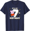 Peppa Pig It's My 7th Birthday Holiday Stars Celebration T-Shirt - Navy Blue