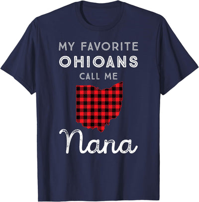 Cow Buffalo Plaid Ohio Grandma Nana Gift Favorite Ohioans T-Shirt