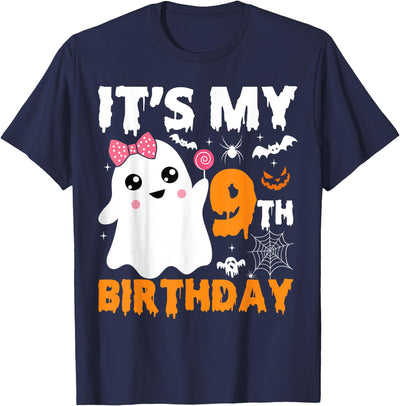 Halloween It's My 9th Birthday Cute Tees It's My 9th Birthday 9 Years Old Ghost Pumpkin Halloween T-Shirt