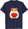Cute Hamster Funny Valentines Heart Lover Men Women Kids T-Shirt - Navy Blue