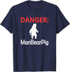 Funny Tees Danger Man Bear Pig T-Shirt - Navy Blue