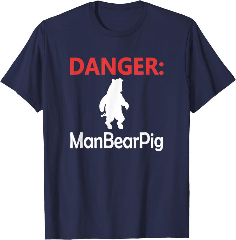Funny Tees Danger Man Bear Pig T-Shirt - Navy Blue