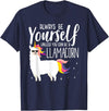 Llamacorn Clothing Always be a Llamacorn T Shirt | Fantasy Magic Llama Unicorn T-Shirt - Navy Blue
