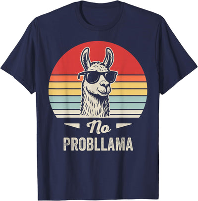Retro Llama Humor No Drama Vintage Vibes No Probllama Retro Llama Humor Design T-Shirt