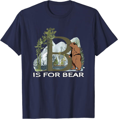 Brown Bear Animal Watercolor Nature Lover Alphabet Letter B T-Shirt