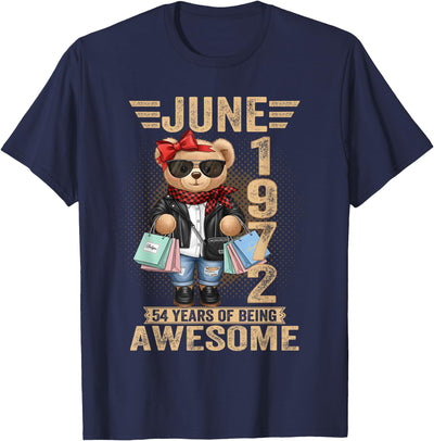 54 Year Old June 1972 Teddy Bear 54th Birthday Women T-Shirt