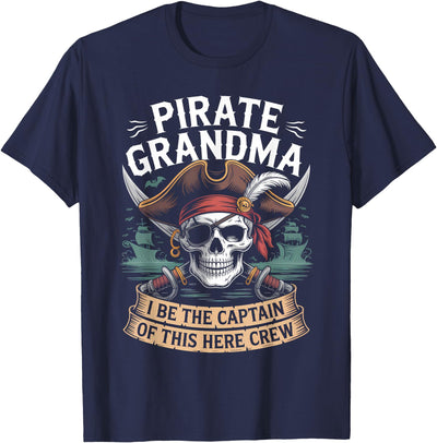 Pirate Grandma Halloween Costume Pirate Grandma Caribbean Captain Grandmother Pirate T-Shirt