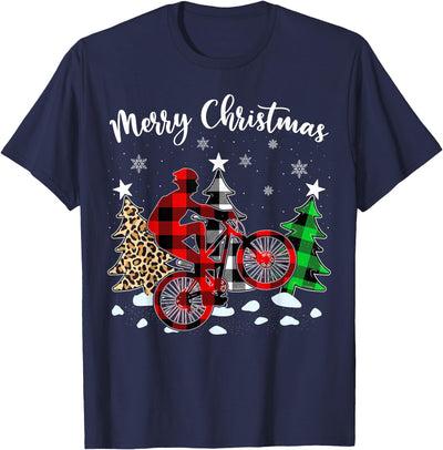 Cow Family Matching Mountain Biking Christmas Pajamas Funny T-Shirt