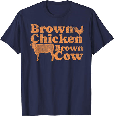 Funny Brown Chicken Brown Cow 1970s Music Bow Chicka Wow T-Shirt