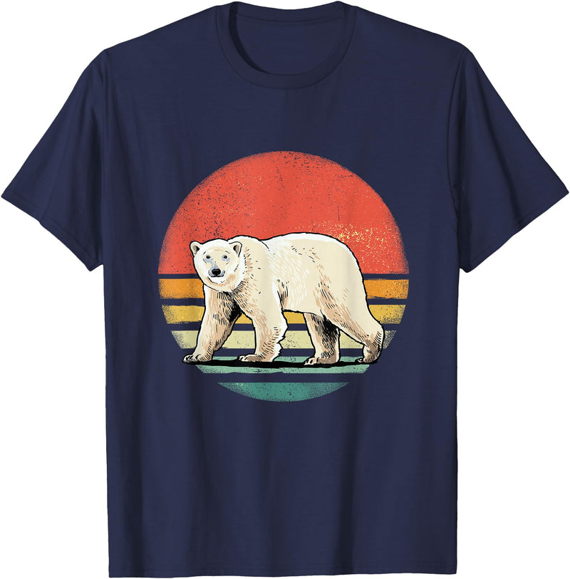 Wowsome! Vintage Polar Bear Tshirt Retro Arctic Animal Bear Lover T-Shirt - Navy Blue