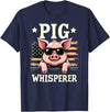 Patriotic 4th Of July Pig Farmer Farming Tees US Flag Hog Farmer Pig Whisperer T-Shirt - Navy Blue