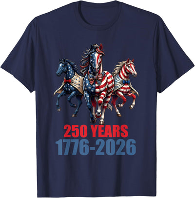 Horse 4th Of July USA Flag Men Women 250 Years 1776-2026 250th Anniversary Horse 4th of July T-Shirt
