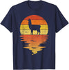 TrendyPull Silhouette Retro Vintage Style Gifts Llama shirt retro sunset 70s vintage Llama T-Shirt - Navy Blue