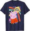 Peppa Pig Hey Peppa Colorful Sunshine Striking Pose Portrait T-Shirt - Navy Blue