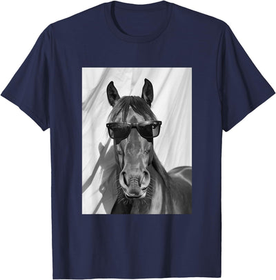 Funny Animal Photography Clothing Co. Cute Horse with Sunglasses Farm Animal Photo Booth T-Shirt