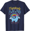 Llama Queen Birthday Party Gift Majestically Awkward Funny Llamacorn Llama Unicorn Rainbow T-Shirt - Navy Blue