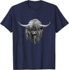 Scottish Highland Cows by brodyquixote Hamish The Scottish Highland Cow Portrait T-Shirt - Navy Blue