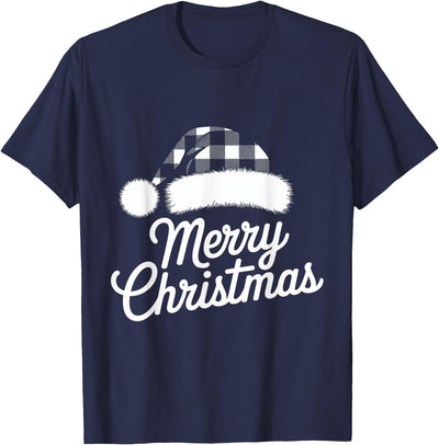 Cow Black and White Plaid Vibes Merry Christmas Buffalo T-Shirt