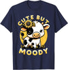 Cowgirl & Cow Lover Calf Gifts for Girls &Women Cute But Moody, Cute Cow, Kids, Farm & Baby Cow Sunflower T-Shirt - Navy Blue