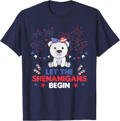 4th Of July American Polar Bear For Kids USA Polar Bear T-Shirt