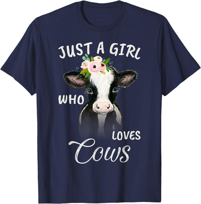 Watercolor Just a Girl Who Loves Cows T-Shirt