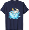 Cool Polar Bear Summer Vibes Chill Ice Cube Lazy Polar Bear in Ice Cube Tropical Cocktail T-Shirt - Navy Blue