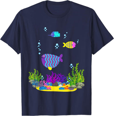 Hawaiian Triggerfish Coral Funny Tropical Fish Cartoon Art T-Shirt