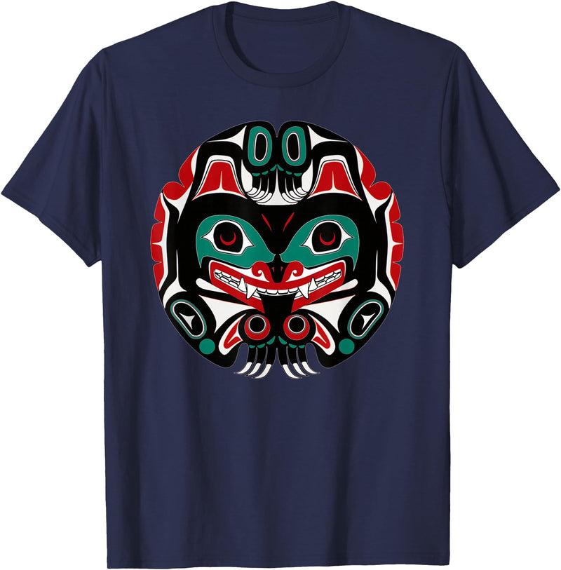 Tribal America Alaska Native American Art Tlingit Eagle Tribal Bear Clan T-Shirt - Navy Blue