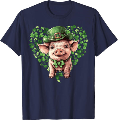 Funny St. Patrick’s Day Pig Lucky Shamrock Irish Farm T-Shirt